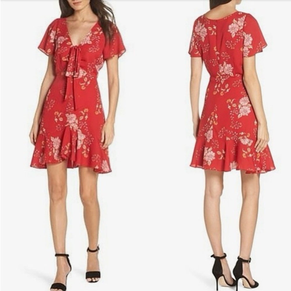 BB Dakota Floral Red Dress Size 8